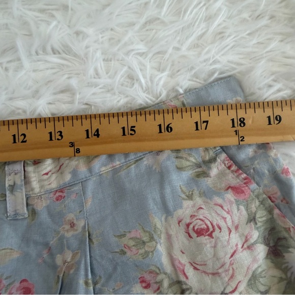 Lauren Ralph Lauren Womens Vintage Floral Linen Shorts 18W Blue Cottagecore - Picture 7 of 10
